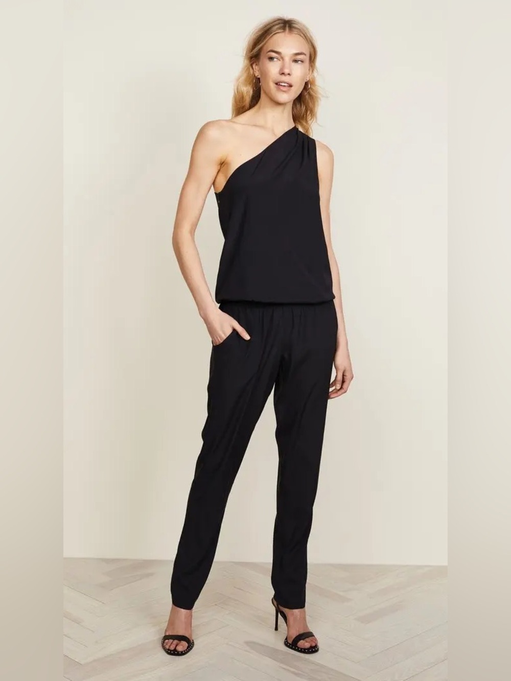 Ramy Brook Lulu One Shoulder Jumpsuit Black Small